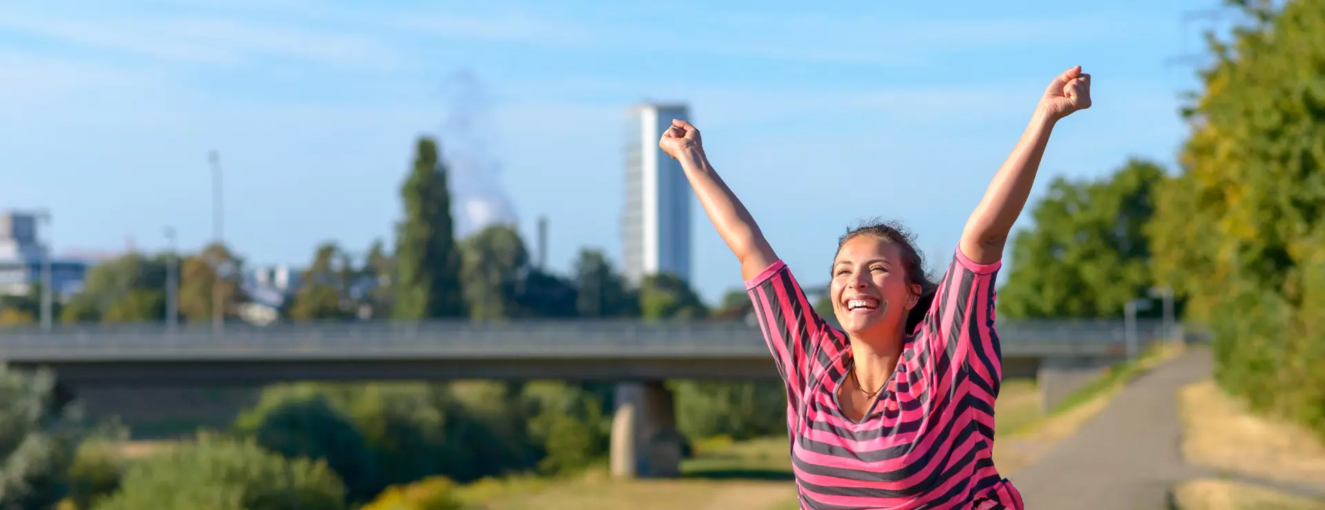 Patient celebrating their weight loss treatment